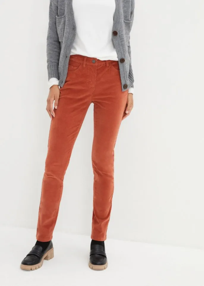 Bpc Bonprix Collection stretch corduroy slim fit trousers, orange