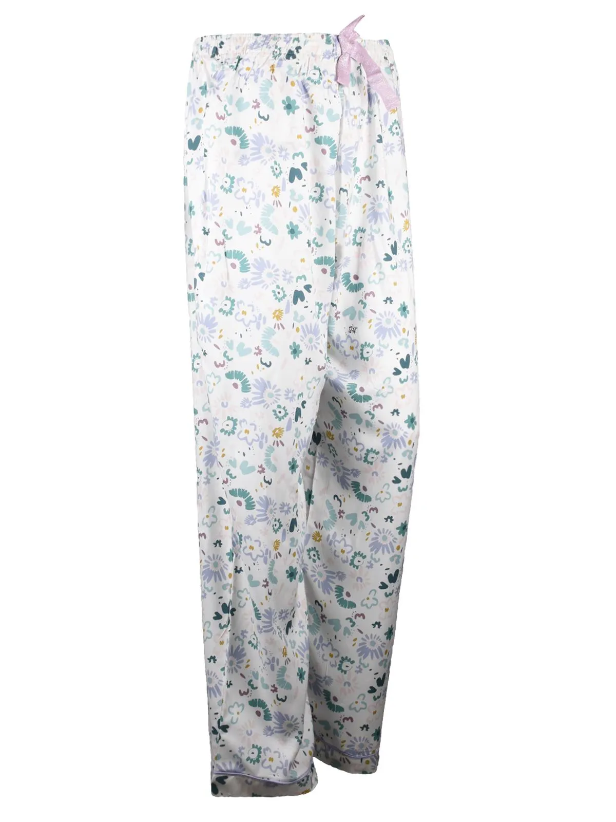 Ladies Printed Wide Leg Capri Trouser White-Blue