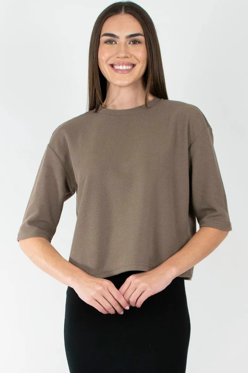 REMI TEE WAFFLE KNIT (BROWN)